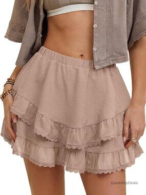 Polyester Flow Skort with Ruffle Hem for Active Casual Wear